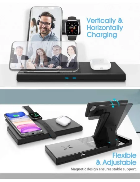 Centrale de chargement sans fils 4 en 1 - camera/micro GSM