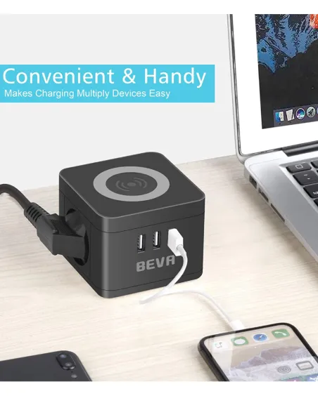 Multiprise cube chargeur à induction caméra/micro GSM - branché