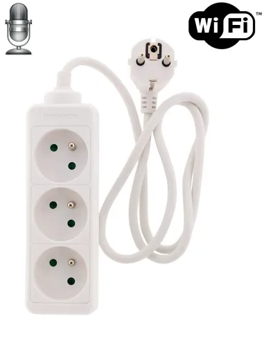 Multiprise 3 Prises WiFi avec Enregistreur Vocal Espion 32Go