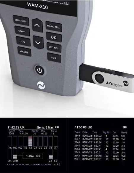 WAM-X10 PRO Moniteur multi bande Cellulaire 5G, large bande (0 à 14 GHz)