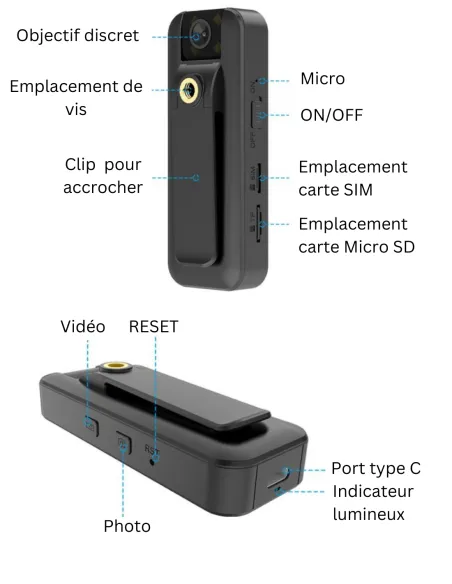 Mini caméra wifi - Full HD - Grand angle - Vision nocturne