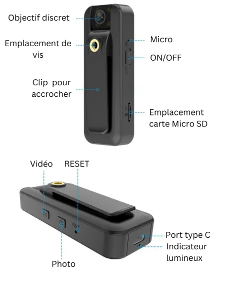 Mini caméra wifi - Full HD - Grand angle - Vision nocturne