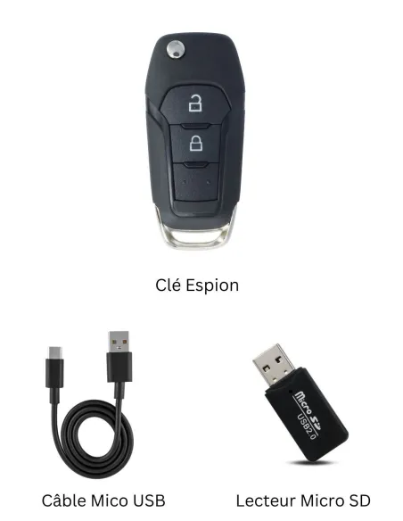 Caméra espion Full HD - clé de voiture - Vision nocturne