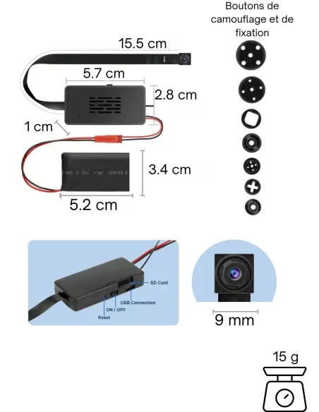 Module caméra espion Wifi - Vision à distance en direct