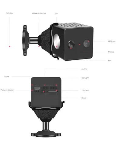 Mini caméra wifi - Full HD - Grand angle - Vision nocturne