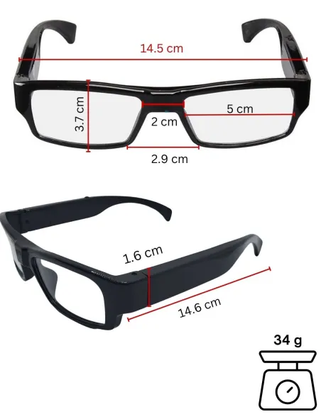 Lunette caméra espion - Full HD 1080p - Vidéo avec son