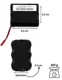 Batterie 20000 mAh - 3.7V - pour caméra espion - micro GSM 2