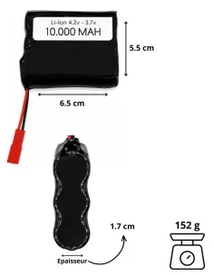Batterie 10000 mAh - 3.7V - pour micro GSM - caméra espion 2